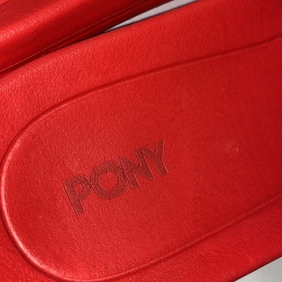 Pony sandal slides‎ mens sz 8 new with tags white red - Picture 2 of 3